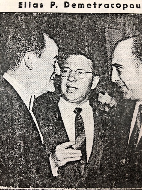 Vice President Hubert Humphrey (L) and Senator Vance Hartke (C)